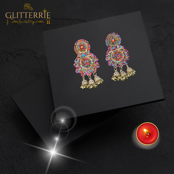 Glitterrie Embroidery Beads Earrings Non-Precious Metal Traditional Ethnic collection for women and girls