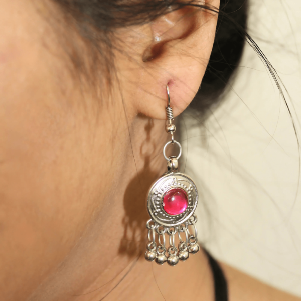 Glitterrie Antique Oxidised Silver Plated Tribal Jewelry Necklace Earring Set for Women & Girls