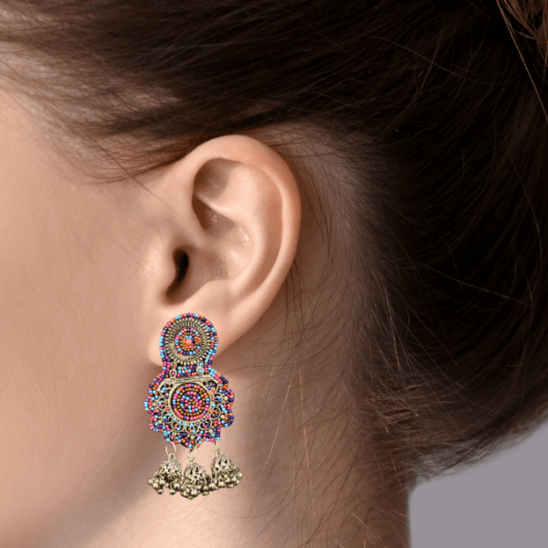 Glitterrie Embroidery Beads Earrings Non-Precious Metal Traditional Ethnic collection for women and girls