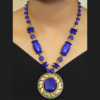 Gold plated Brass Round shape Lapis necklace with earrings