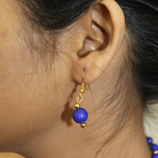 Glitterrie Gold plated Brass, Round shape, Lapis semi precious stone, Fashion necklace set, Tibetan Jewelry Women