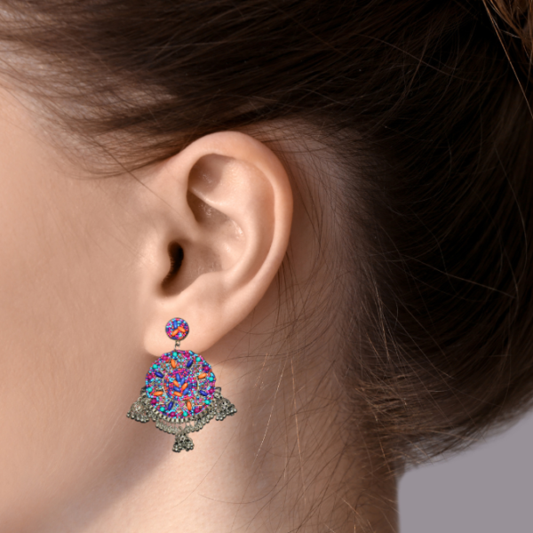 Glitterrie Handmade Embroidery Beads Multi-color Earrings for women and girls