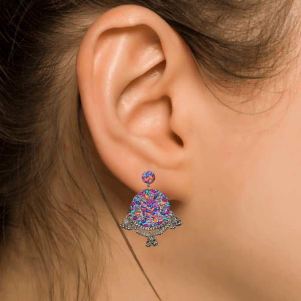Glitterrie Handmade Embroidery Beads Multi-color Earrings for women and girls