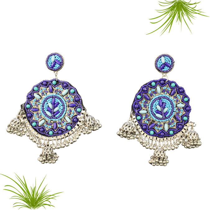 Handmade Long Beads Earrings with Jhumka