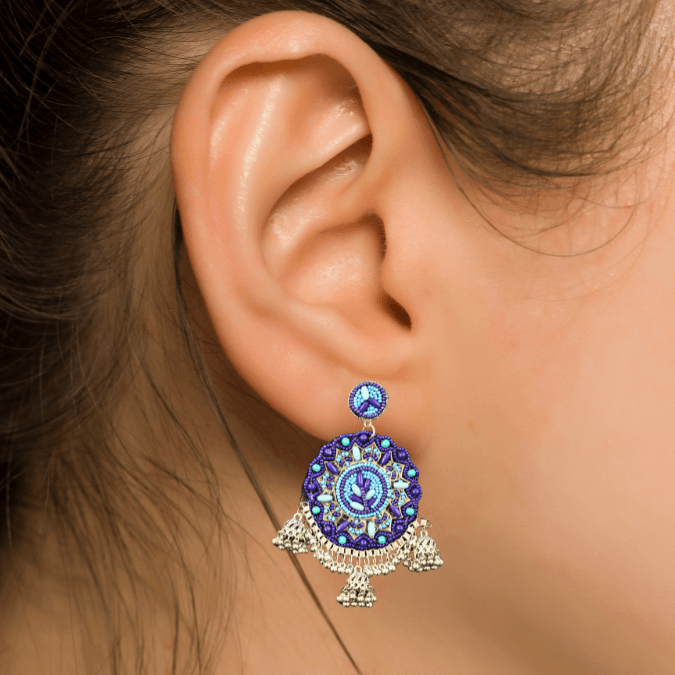 Handmade Long Beads Earrings with Jhumka