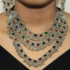 Meenakari Black Metal Oxidized Choker Necklace with Earrings