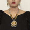 Oxidized Gold Grey Moti Samosa Necklace
