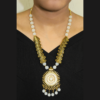 Oxidized Gold White Moti Samosa Necklace
