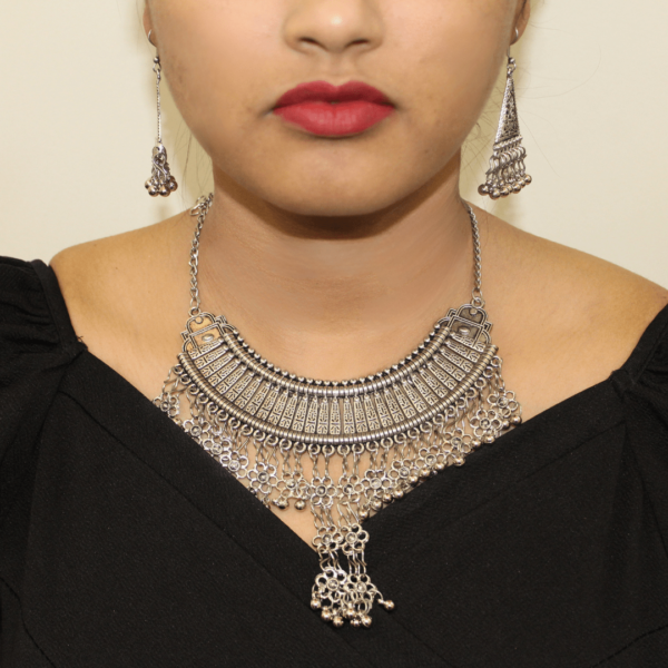 Oxidized Antique Necklace with Earrings