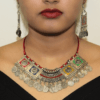 Multicolor Oxidized Choker Necklace with earrings