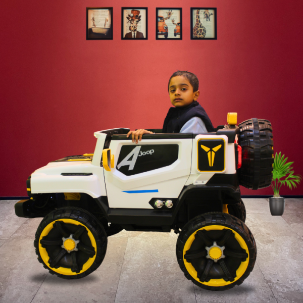 Kids Riding Battery Jeep – 1699 White | 4X4 with LED & RGB Light & Music