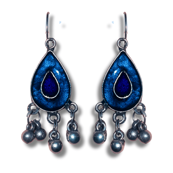 Oxidized Stylish Jhumki - Daily Earring Fashion Jewelry Gift for Women & Girls - Blue Dark Blue
