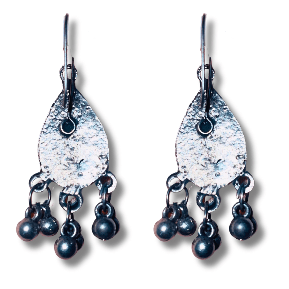 Oxidized Crafted Blue Earrings Vintage Inspired - Glitterrie