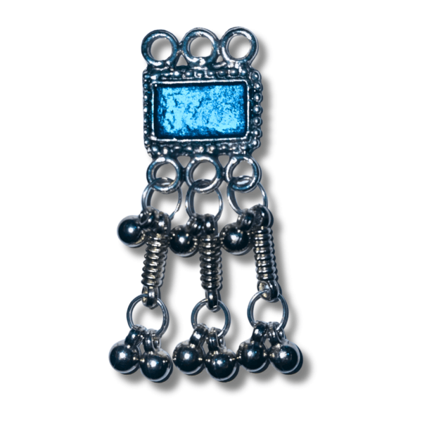 Vintage Inspired Oxidized Crafted Blue Earrings - Glitterrie