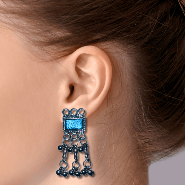 Oxidized Stylish Jhumki - Daily Earring Fashion Jewelry Gift for Women & Girls - Blue