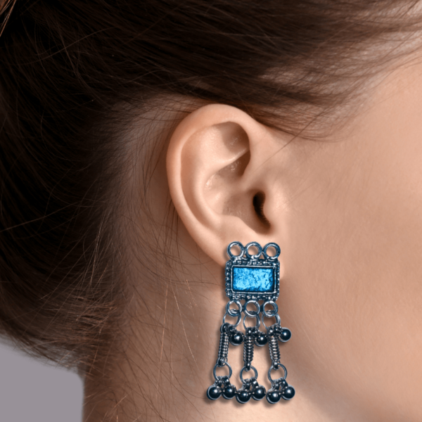 Oxidized Stylish Jhumki - Daily Earring Fashion Jewelry Gift for Women & Girls - Blue