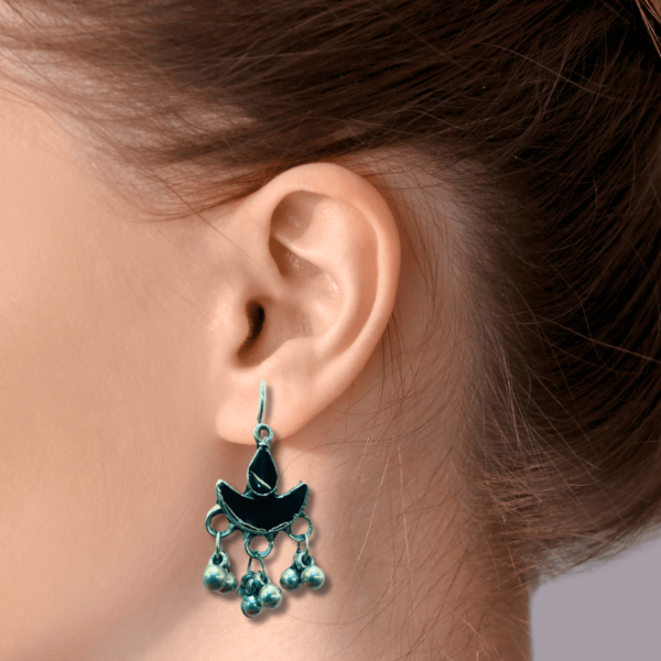 Oxidized Stylish Jhumki - Daily Earring Fashion Jewelry Gift for Women & Girls - Diya Black