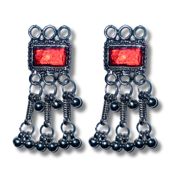 Oxidized Stylish Jhumki - Daily Earring Fashion Jewelry Gift for Women & Girls - Red