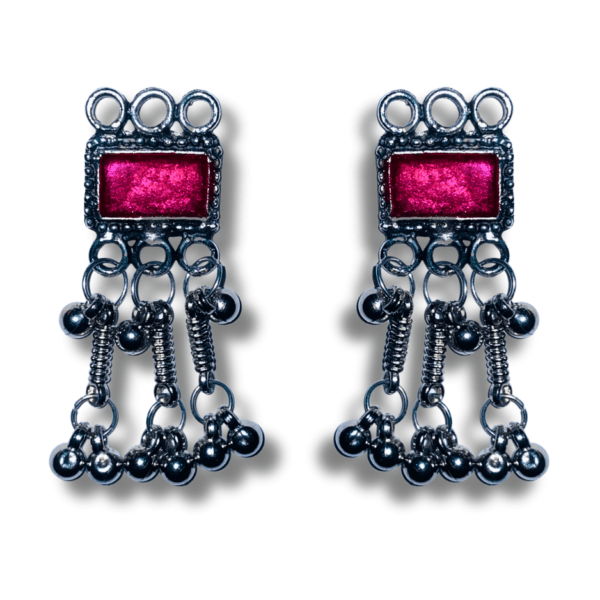 Oxidized Stylish Jhumki - Daily Earring Fashion Jewelry Gift for Women & Girls - Pink