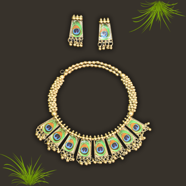 Glitterrie Peacock Feather Motif Garba Jewelry Set