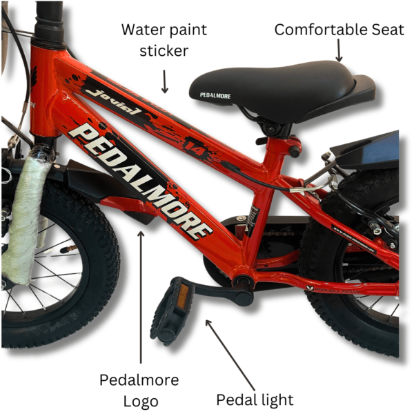 Pedal More Kids Bicycle - Jovial - 14 Inch - Glossy Red