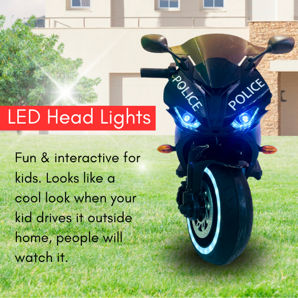 Kids Battery Operated Bike - R1 Police - Black