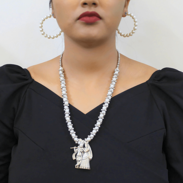 Radha Krishna Temple Jewellery Set with Earrings