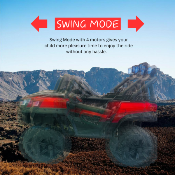 Kids Riding Battery Jeep – UTV Red - 4X4 with LED & RGB Light & Music, Drive 1 to 9 Years Boys Girls