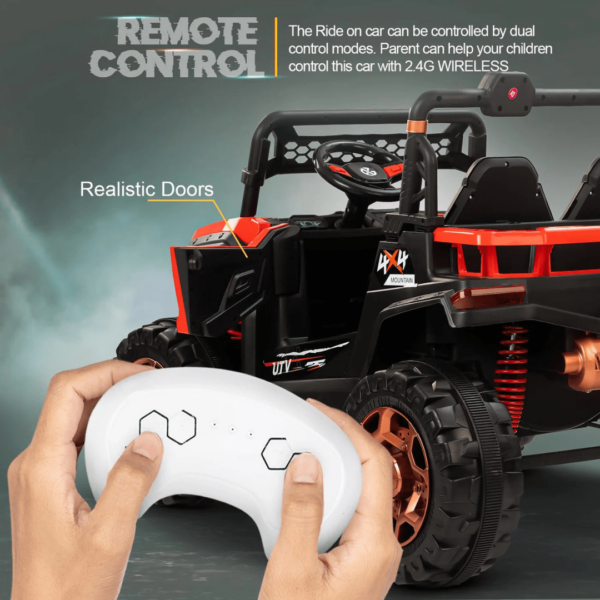 Pehli Sawari Electric Ride-On Jeep with 4x4 Big Wheels for Kids, Featuring Music, Spring Suspension, Sway Mode