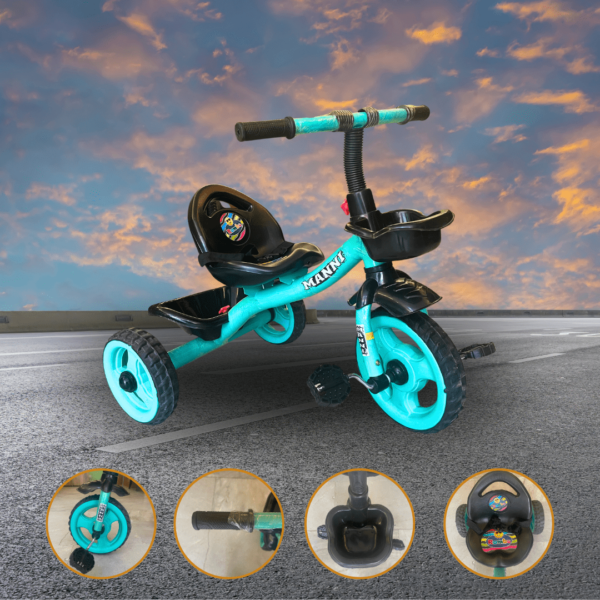 Pehli Sawari Kids Tricycle for Toddlers with Push Handle | Front & Back Storage Baskets | Safe & Durable Trike for Boys & Girls