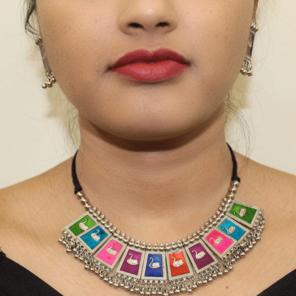 Multicolor Afghani Silver Alloy Necklace Set