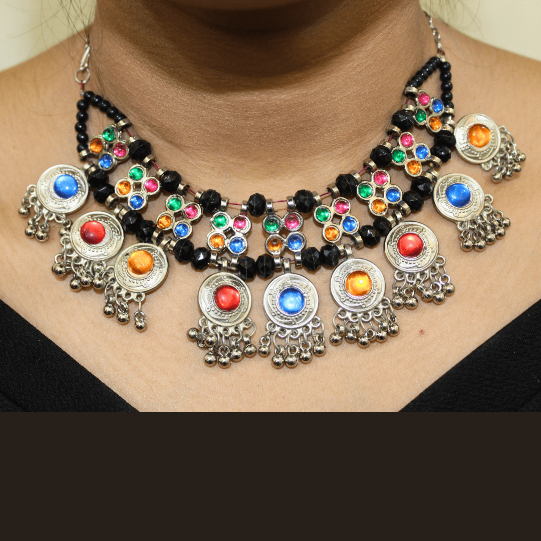 Oxidised Brass Choker Necklace For Women
