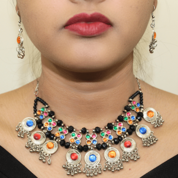 Oxidised Brass Choker Necklace For Women