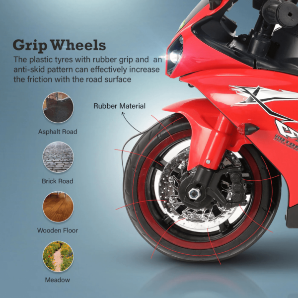 Pehli Sawari Kids Battery Operated Bike - R1 Red | Music | RGB Lights