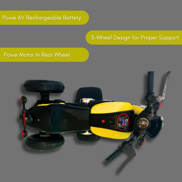 Kids Battery Operated Riding Bike - DM 300 Yellow - Bluetooth, Music, RGB Lights