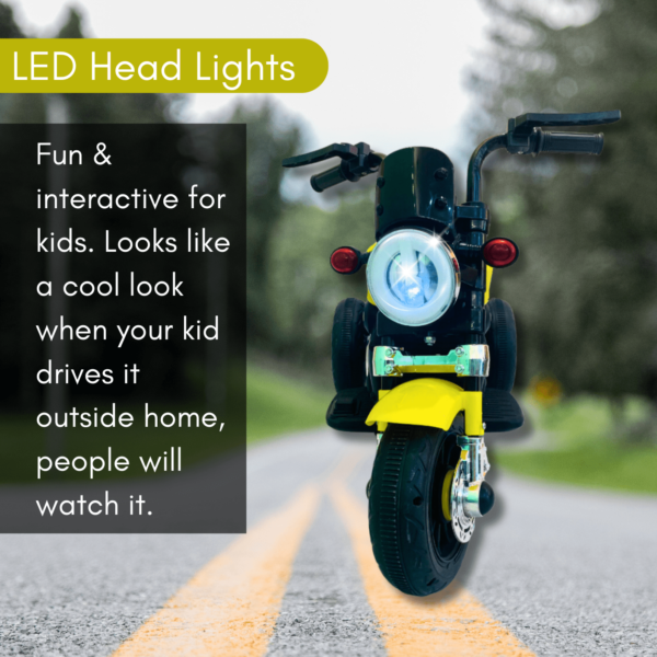 Kids Battery Operated Riding Bike - DM 300 Yellow - Bluetooth, Music, RGB Lights