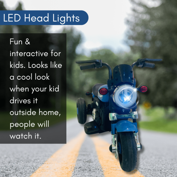 Kids Battery Operated Riding Bike - DM 300 Blue - Bluetooth, Music, RGB Lights