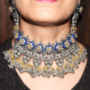 Glitterrie Handcrafted Traditional Kundan Choker Necklace & Earrings Set |Oxidized Jewelry with Pearl Drops | Perfect for Bridal, Party & Ethnic Wear