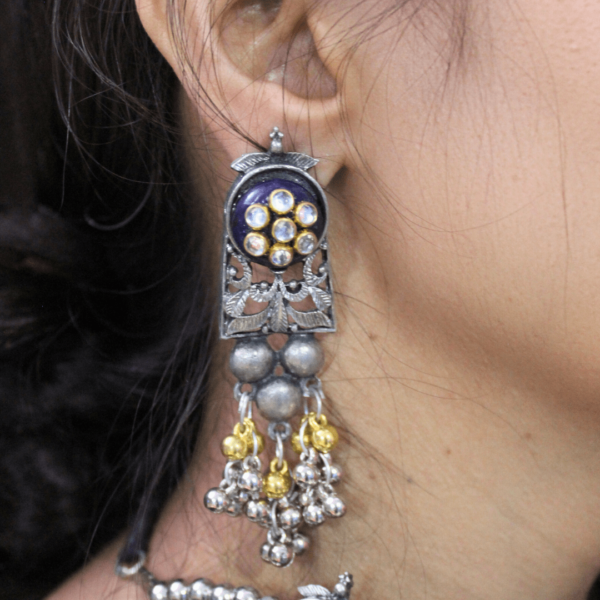 Glitterrie Handcrafted Traditional Kundan Choker Necklace & Earrings Set |Oxidized Jewelry with Pearl Drops | Perfect for Bridal, Party & Ethnic Wear