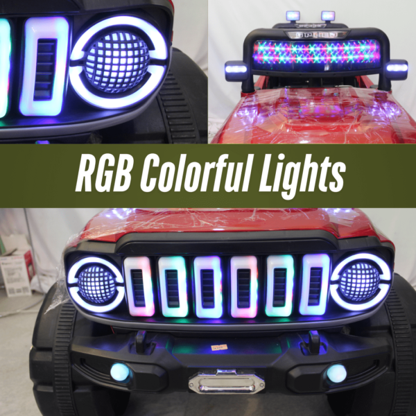 Kids Electric Ride-On Battery Jeep – BH 728 Red - 4X4 with LED & RGB Light & Music