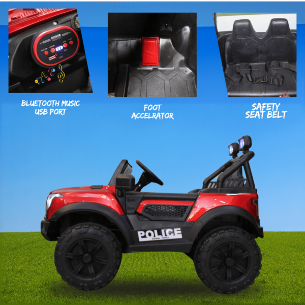 Kids Electric Ride-On Battery Jeep – BH428 Red - 4X4 with LED & RGB Light & Music