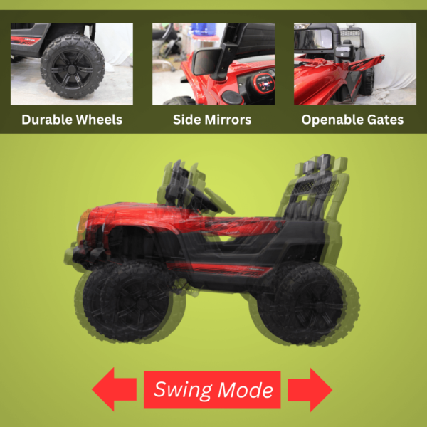 Kids Electric Ride-On Battery Jeep – BH 628 Red - 4X4 with LED & RGB Light & Music