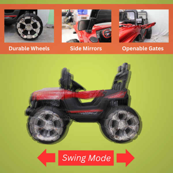Kids Electric Ride-On Battery Jeep – BH 728 Red - 4X4 with LED & RGB Light & Music