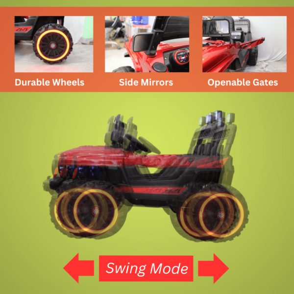 Kids Electric Ride-On Battery Jeep – BH 928 Red - 4X4 with LED & RGB Light & Music