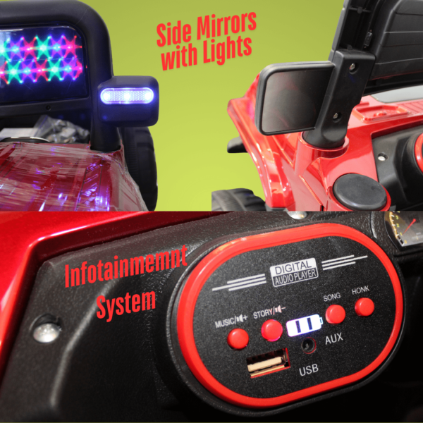 Kids Electric Ride-On Battery Jeep – BH 928 Red - 4X4 with LED & RGB Light & Music