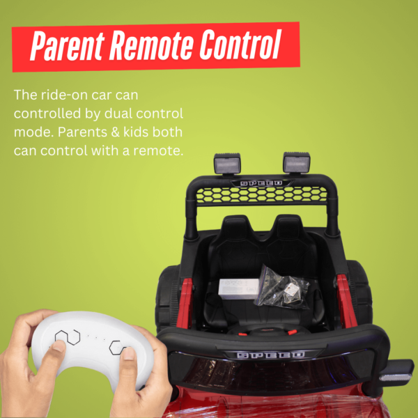 Kids Electric Ride-On Battery Jeep – BH 728 Red - 4X4 with LED & RGB Light & Music