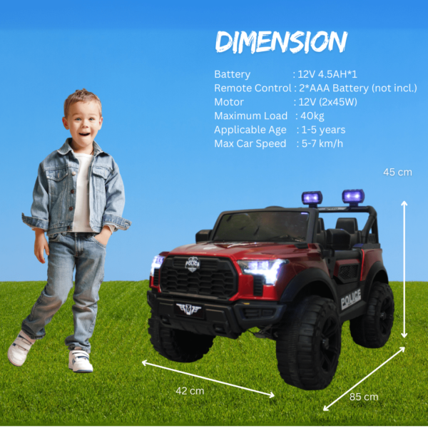 Kids Electric Ride-On Battery Jeep – BH428 Red - 4X4 with LED & RGB Light & Music