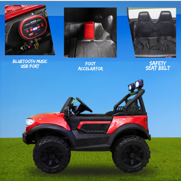 Kids Electric Ride-On Battery Jeep – BH518 Red - 4X4 with LED & RGB Light & Music