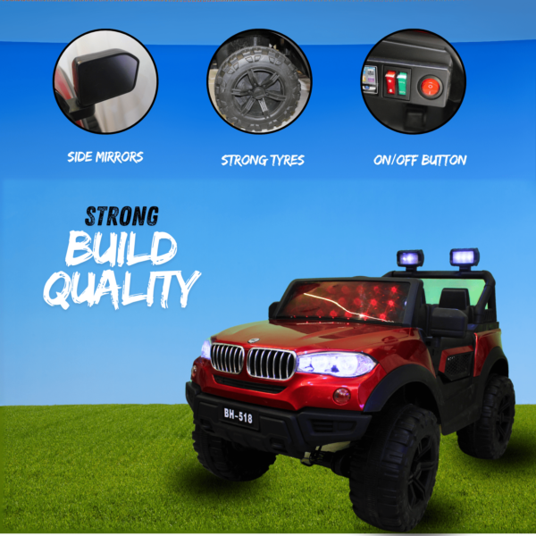 Kids Electric Ride-On Battery Jeep – BH518 Red - 4X4 with LED & RGB Light & Music