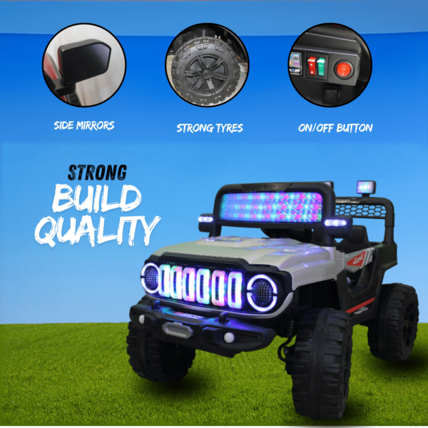Kids Electric Ride-On Battery Jeep – UT908 Grey - 4X4 with LED & RGB Light & Music